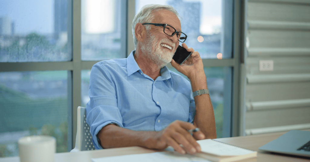 senior entrepreneur at desk